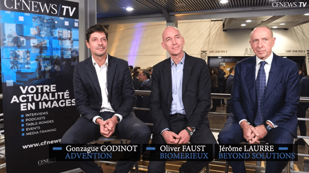 GP CFNEWS AuRA 2025 - Sustainability : Olivier Faust, Biomérieux (lauréat), Gonzague Godinot, Advention et Jérôme Laurre, Beyond Solutions