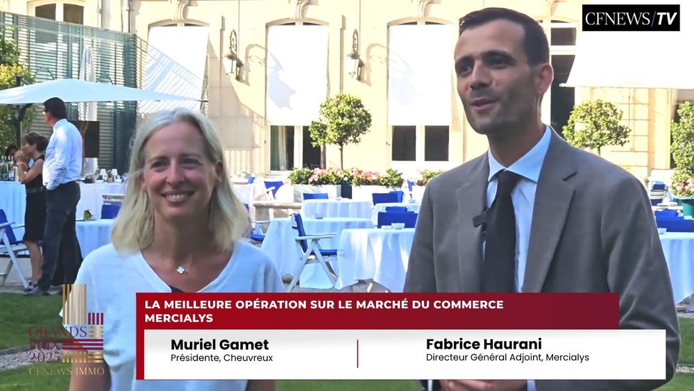 GPCFNEWSIMMO 2025 PARIS – Fabrice Haurani, Mercialys (Lauréat) et Murielle Gamet, Cheuvreux – Prix meilleure opération de Commerce