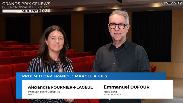 GP CFNEWS Sud-Est 2026 :  Alexandra Fournier-Flageul et Emmanuel Dufour, MARCEL & FILS reçoit le prix "Mid Cap France"