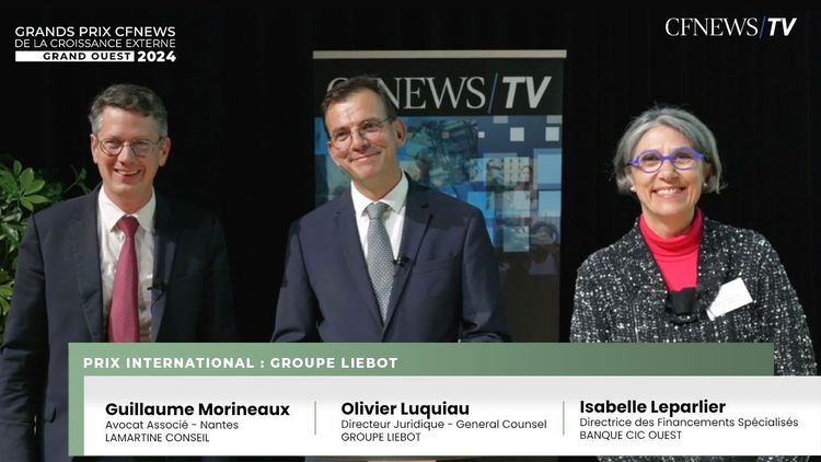 Olivier Luquiau, Groupe Liebot (Lauréat), Guillaume Morineaux, Lamartine Conseil, Isabelle Leparlier, Banque CIC Ouest – Prix International