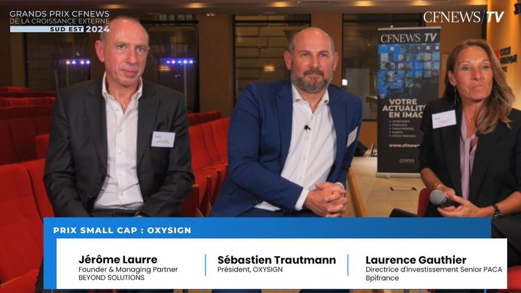 Sébastien Trautmann, Jerôme Laurre et Laurence Gauthier, Oxysign reçoit le Prix “Small Cap France”