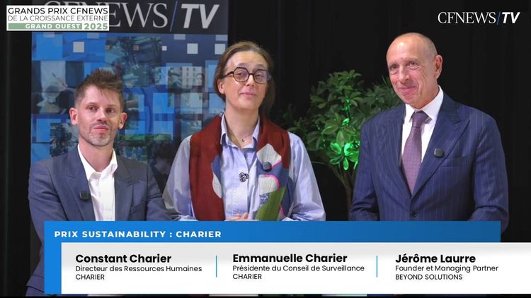 GP CFNEWS Grand Ouest 2025 : Emmanuelle et Constant Charier (Lauréats) et Jérôme Laurre, Prix “Sustainability”