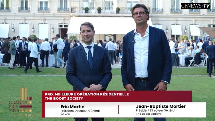 GPCFNEWSIMMO 2025 PARIS – Jean-Baptiste Mortier, The Boost Society (Lauréat) et Eric Martin, Re.You – Prix meilleure opération Résidentielle