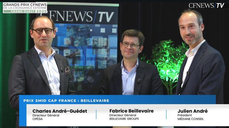 GP CFNEWS Grand Ouest 2025 : Fabrice Beillevaire (Lauréat), Charles-André Guédet et Julien André, Beillevaire primé dans la catégorie “Smid Cap France”