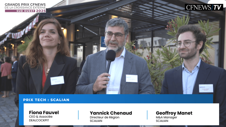 GP CFNEWS Sud-Ouest 2025 : Yannick Chenaud, Geoffroy Manet (Lauréats) et Fiona Fauvel, Scalian remporte le Prix “Tech”