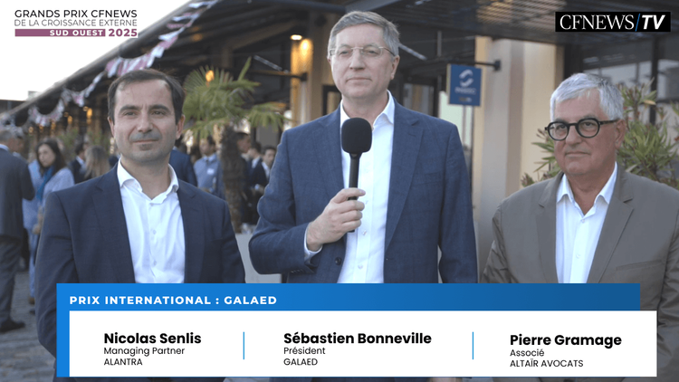 GP CFNEWS Sud-Ouest 2025 Sébastien Bonneville (Lauréat), Nicolas Senlis, Pierre Gramage, Galaed reçoit le Prix “International”